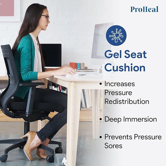 Wheelchair Seat Cushion Gel Infused Foam - Orthopedic, Coccyx, Tailbone Support - High Resilience for Positioning and Stability Prevents Pressure Sores -24" x 20" x 3"