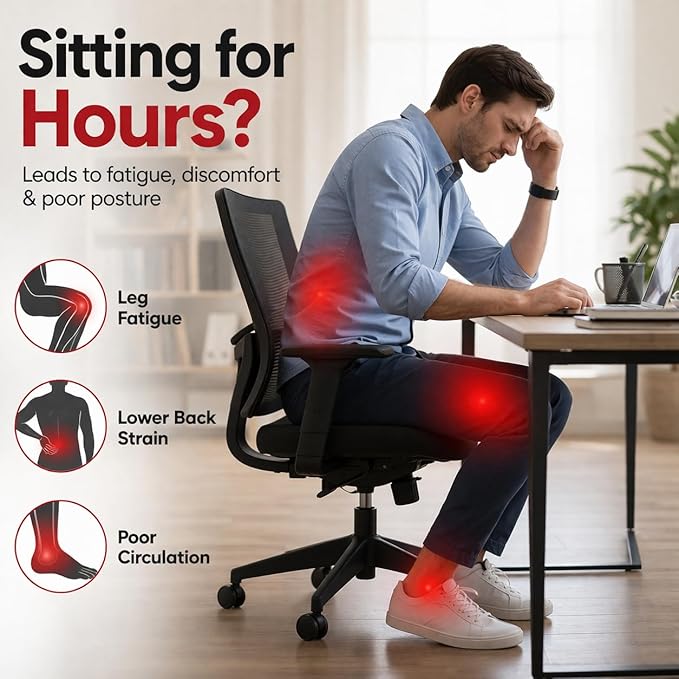 Grounding Foot Rest for Under Desk, Ergonomic Memory Foam Footrest, Adjustable Height, Improves Posture, Relieves Back & Leg Pain, Anti-Fatigue with Grounding Kit for Office & Home