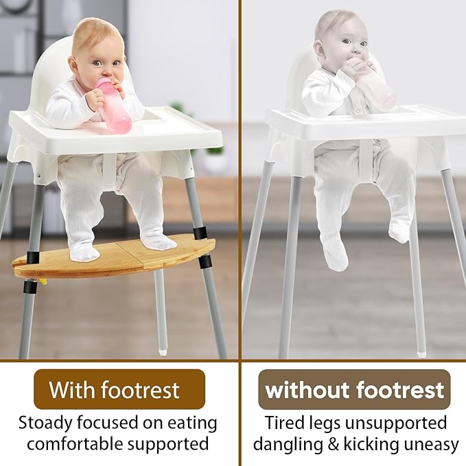 Baby Bamboo High Chair Accessories Compatible with Antilop IKEA Footrest, Adjustable Foot Rest