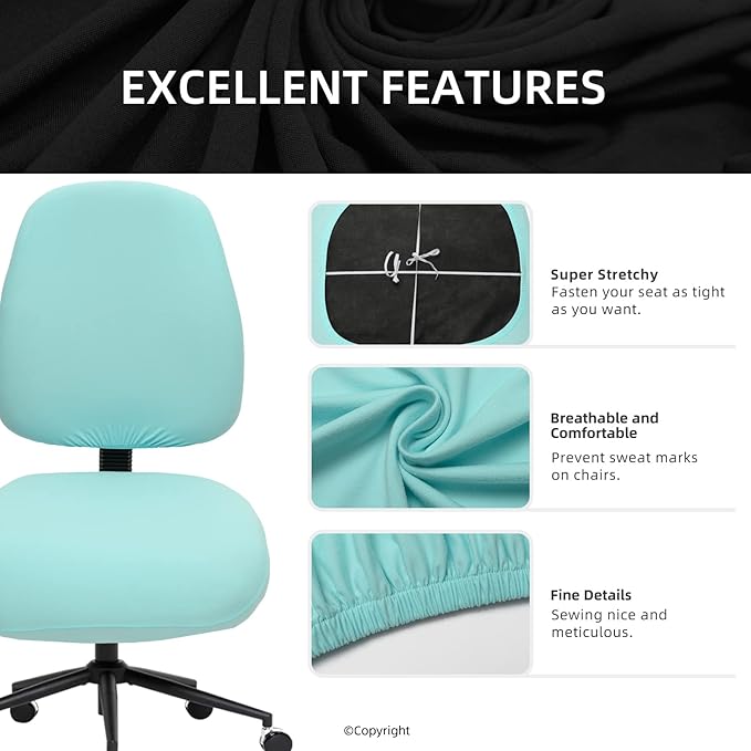 DIVA EN CAMINO DEC Stretchable Desk Office Chair Seat Covers - Universal Stretch Computer Chair Slipcover - 180GSM Washable Rotating Backrest Coverings & Cushion Protectors for Dogs, Cats, Pets