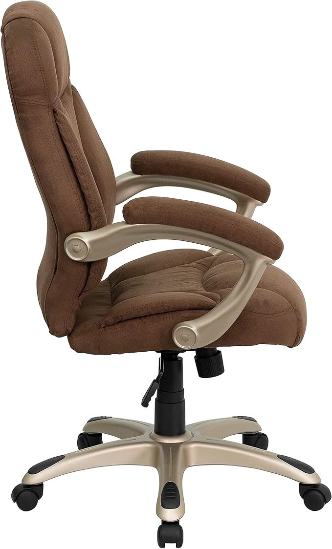 Flash Furniture Jessie High Back Brown Microfiber Contemporary Executive Swivel Ergonomic Office Chair with Arms