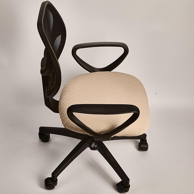 Melaluxe Stretch Jacquard Office Chair Cover, Removable Washable Desk Chair Cover Rotating Chair Seat Slipcover, Beige
