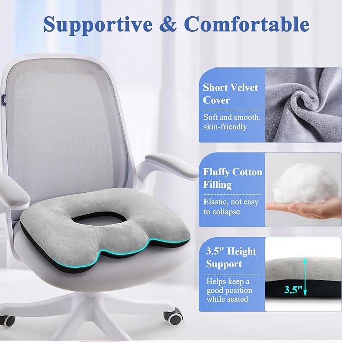 Donut Pillow Seat Cushion for Office Chair Cushion Butt Pillows for Sitting Tailbone Sciatica Pain Relief Chair Seat Coccyx Cushion Hemorrhoid Pillow Donut Chair Cushions for Postpartum Long Sitting