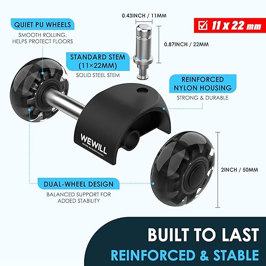 WEWILL Office Chair Wheels, Rubber Replacement Caster Heavy Duty Wheels for Computer Desk Chair to Replace Office Chair mats, Protect Hardwood Floors and Carpet, Set of 5 Black