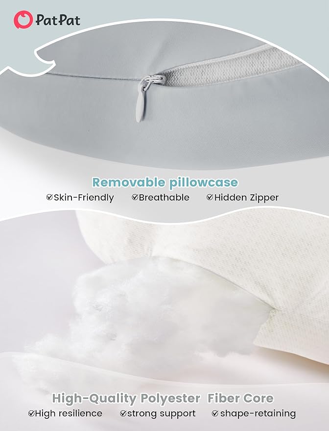 PATPAT Pregnancy Pillow for Sleeping, Maternity Pillow with Removable Cooling Cover, Support for Back, Belly and Hips, Portable Travel Wedge Pillow for Pregnant Women with Adjustable Small Pillow