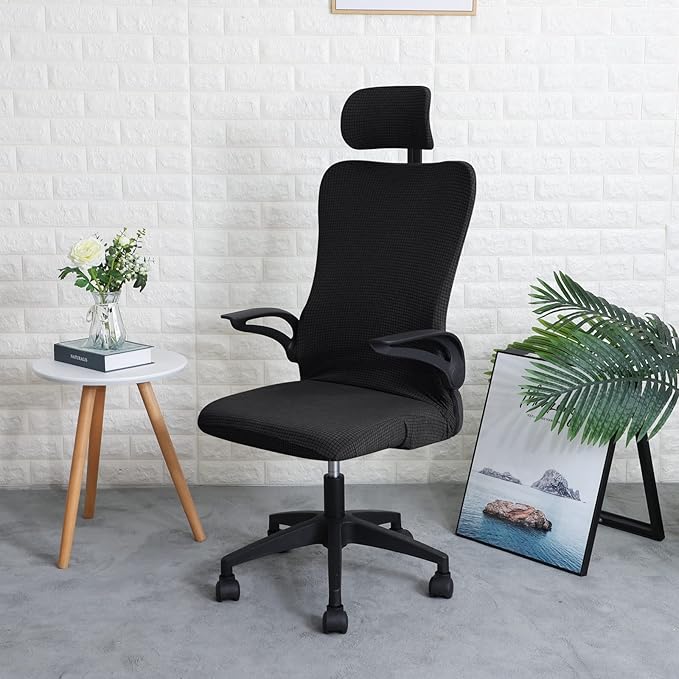 FORCHEER Ergonomic Office Chair Covers Set with Headrest Cover Water Repellent Managerial Chair Cover for Office Executive Chair，Black