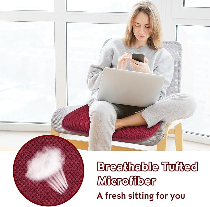 Wine Red Kitchen Chairs Cushions Set of 2 Non Slip Foam Patio Seat Cushions Washable Soft Thick Pads Large Wooden Metal Dining Chair Cushions,17" x 15"