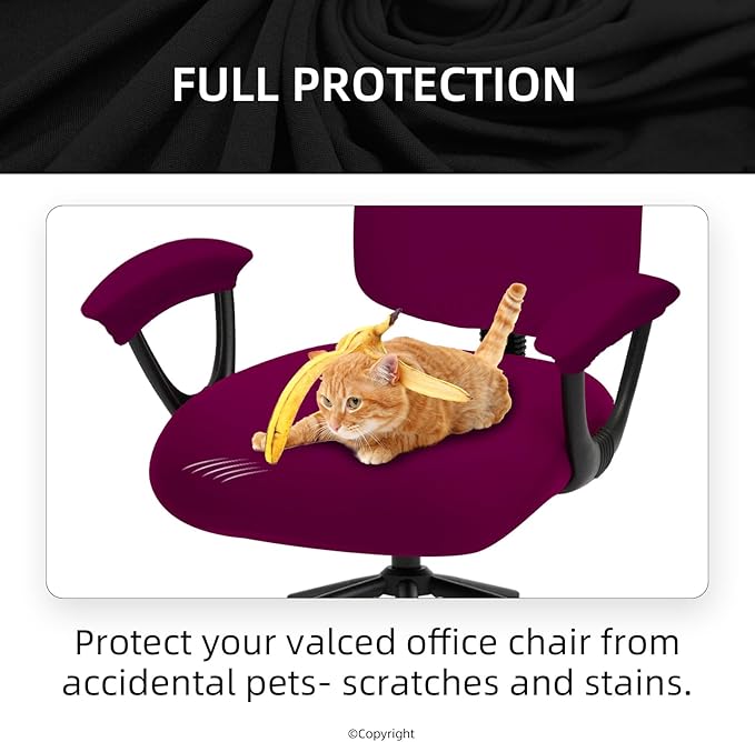 Super Stretchable Split Office Chair Seat Covers - Universal Spandex Computer Chair Slipcover - 180GSM Rotating Backrest Coverings Cushion Protectors & Armrest Covers for Dogs, Cats, Pets
