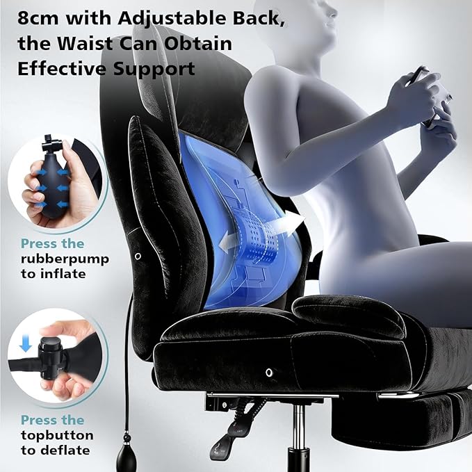 WAILOR 600lbs Big and Tall Office Chair for Heavy People,Heavy Duty Comfy Executive Office Desk Chair with Adjustable Lumbar Support,High Back Reclining Fabric Computer Chair