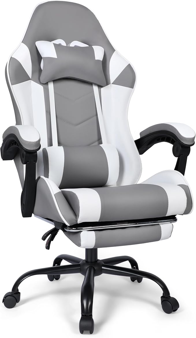 Gaming Chair, Ergonomic Computer Chair with Footrest and Lumbar Support, Height Adjustable Office Chair with 360° Swivel Seat and Headrest