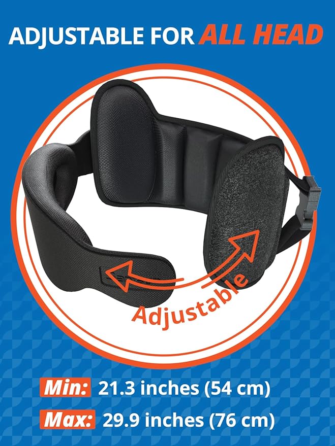SARISUN Upgraded Travel Pillow, Airplane Head Strap for All Heights, 360° Head Support, Airplane Pillow with 3D Sleep Mask, Light Blocking, Long Flights Essentials Headrest, Stop Bobblehead, Red