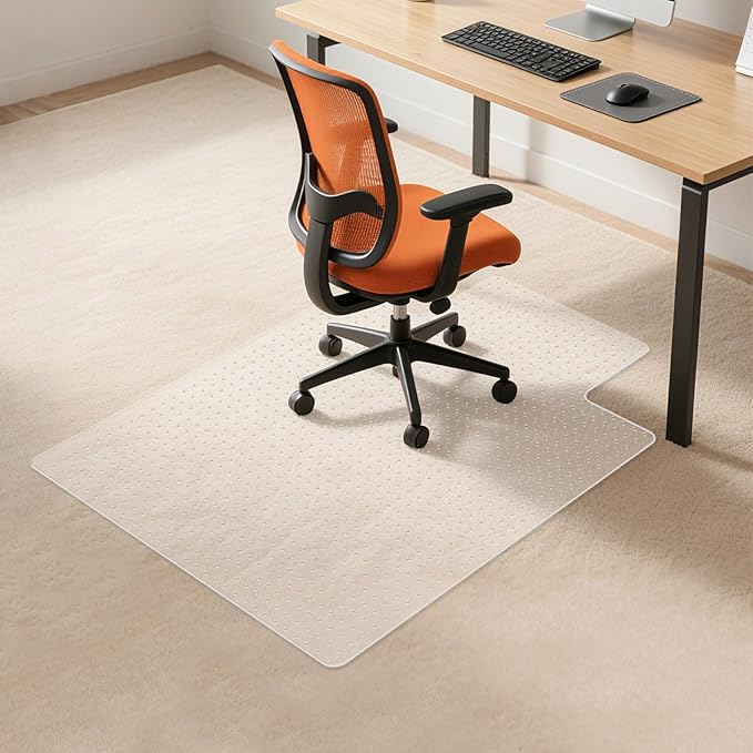 Office Chair Mat for Carpet: 36" x 48" Clear Floor Mats with Lip，Computer Desk Floor Mat -PVC Plastic Rug Carpet Protector Mats for Gaming Chair Under Desk Pad for Rolling Chair，Easy Glide