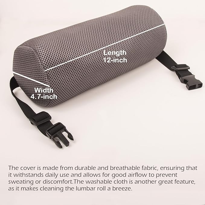 1Pcs Lumbar Roll Support Pillow Cover– Low Back Lumbar Support for Office Chair & Car Seat Back Support Cushion, Relieving Back Pain & Improving Posture,(Pillow Case Only)
