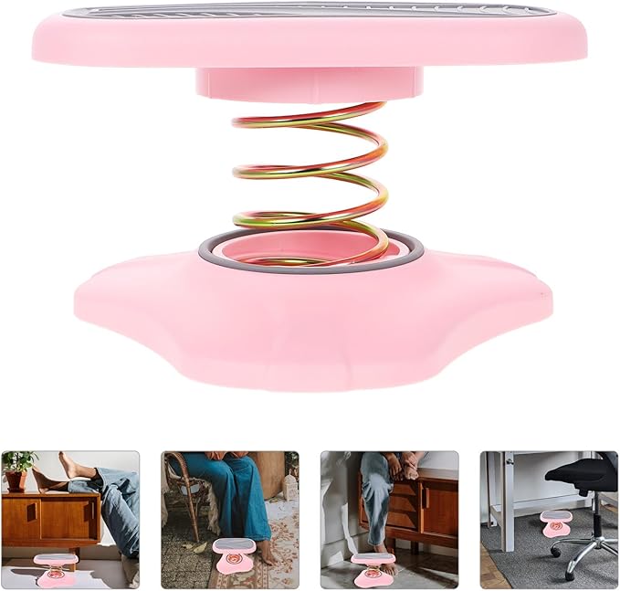 SECFOU 2pcs Pink Foot Rest Under Desk Ergonomic Foot Stool for Office and Airplane Travel with Rocking Base for Leg Comfort and Relaxation