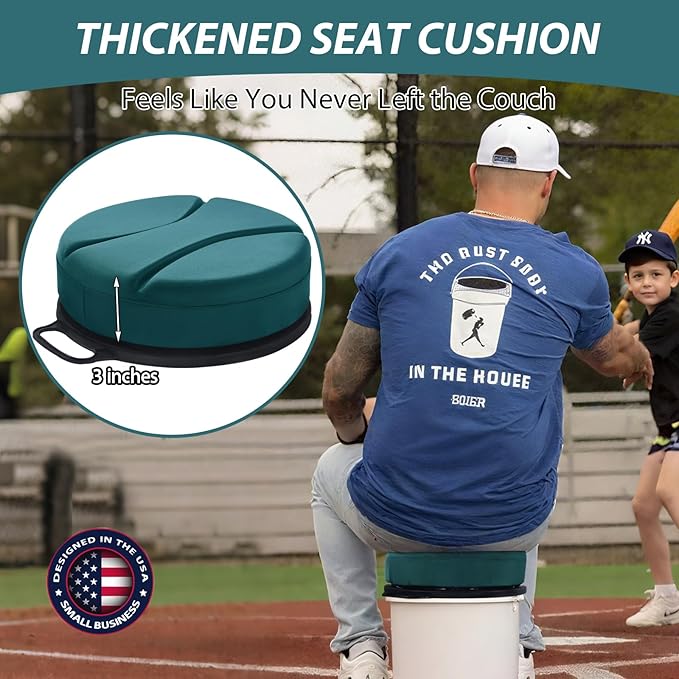 5 Gallon Bucket Seat with 3" Thick Seat Foam Cushion, 360°Swivel Bucket Lid Seat, Waterproof & Silent Bucket Seats for Dove Duck Hunting, Ice Fishing, Baseball, Camping