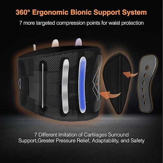 Back Brace for Lower Back Pain Women Men - 10x Maximum Compression and Adjustable - Lumbar Support Belt with 3D Pad - Ergonomic and Breathable 3D Material - for Herniated Disc,Sciatica (XL)