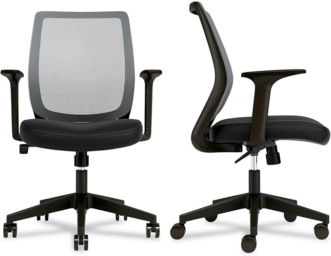 Alera Wessex Ergonomic Mesh Back Office Task Chair, Swivel Computer Desk Chair, Adjustable Seat Height, Supports Up to 275 lbs, Black