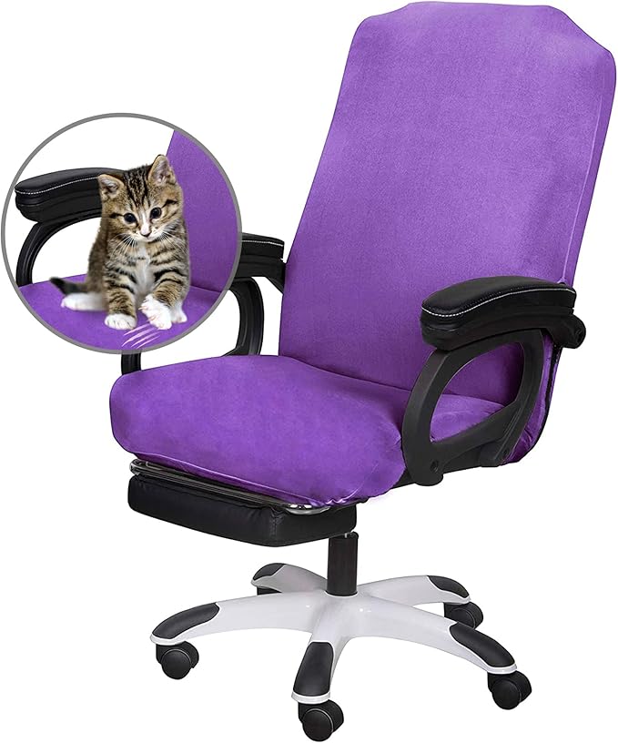 SARAFLORA Office Chair Cover- Large, Light Purple- Removable Computer Chair Covers for with Zipper for Universal Rotating Chair Desk Chairs Cover High Chair Seat Washable Protector for Pet
