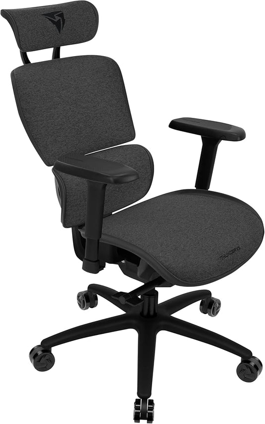 ThunderX3 XTC Ergonomic Office Chair, for Adults Gaming Chair, High Back Desk Chair, Synchronous Tilt, Self-Adjusting Lumbar Support and Backrest, Adjustable Headrest, Fabric, Loft Dark Grey