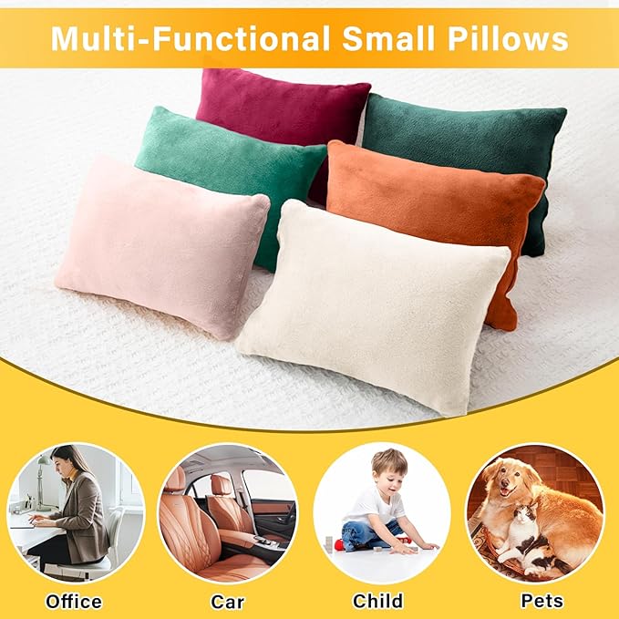 1 MIDDLE ONE 2 Pack Small Pillow, Memory Foam Mini Pillow 11 X 7 Inches for Travel, Sleeping, Nap and Neck, Knee, Lumbar Support, Tiny Cushion for Pet, Dogs (Dark Green)