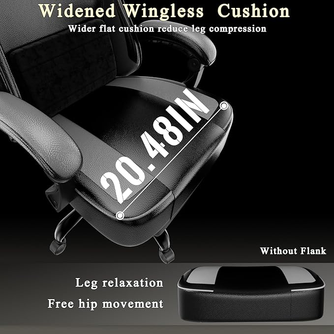 Gaming Chair with Pocket Spring Cushion and Footrest, Ergonomic Computer Chair for Adults, Breathable PU Leather Game Chair