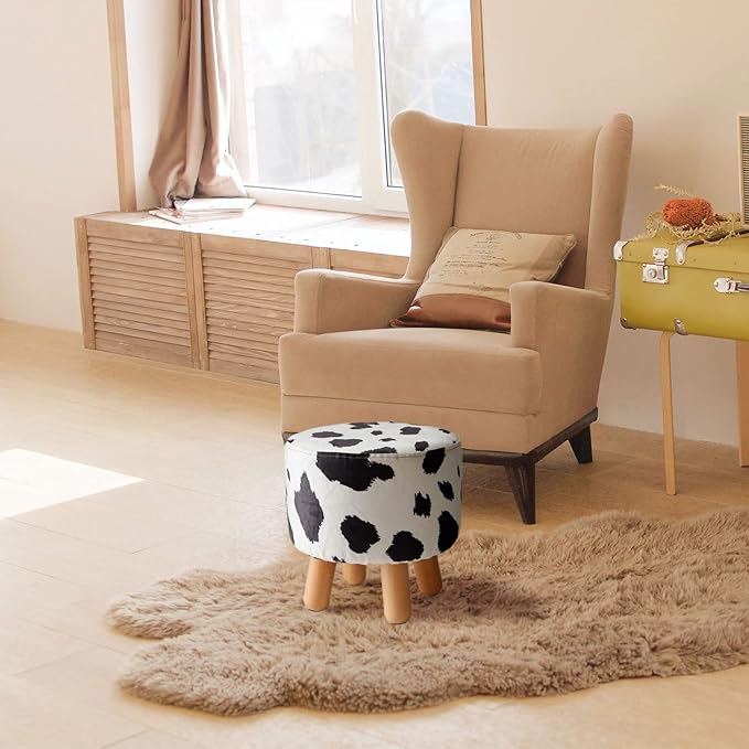 H&B Luxuries Fabric Round Padded Ottoman Foot Rest Stool