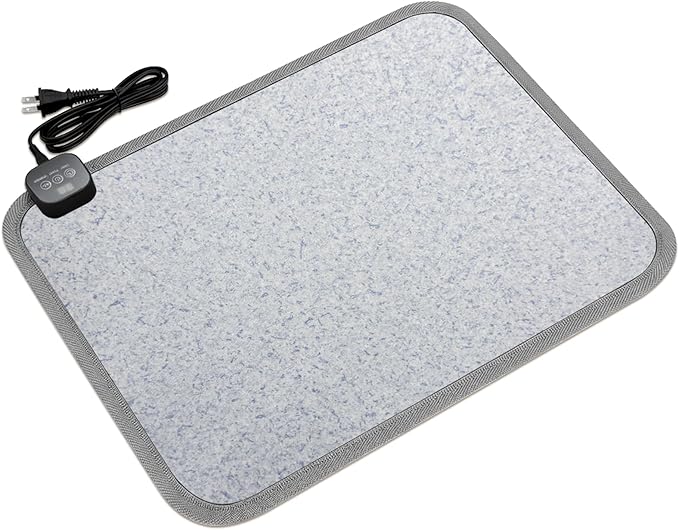 Heated Floor Mat for Foot Warmer - 110V Adjustable Temperature Under Desk Electric Heater with Timer for Office Bathroom Home, Heating Pad for Cold Feet