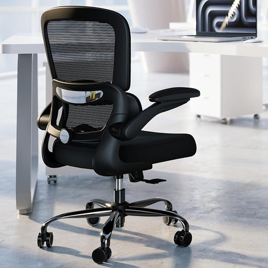 TRALT Ergonomic Office Chair - Desk Chair with Adjustable Lumbar Support Computer Chair - Mesh Comfy Chair with Flip-up Armrests - Gaming Chairs for Adults Home Office (Mesh, Black)
