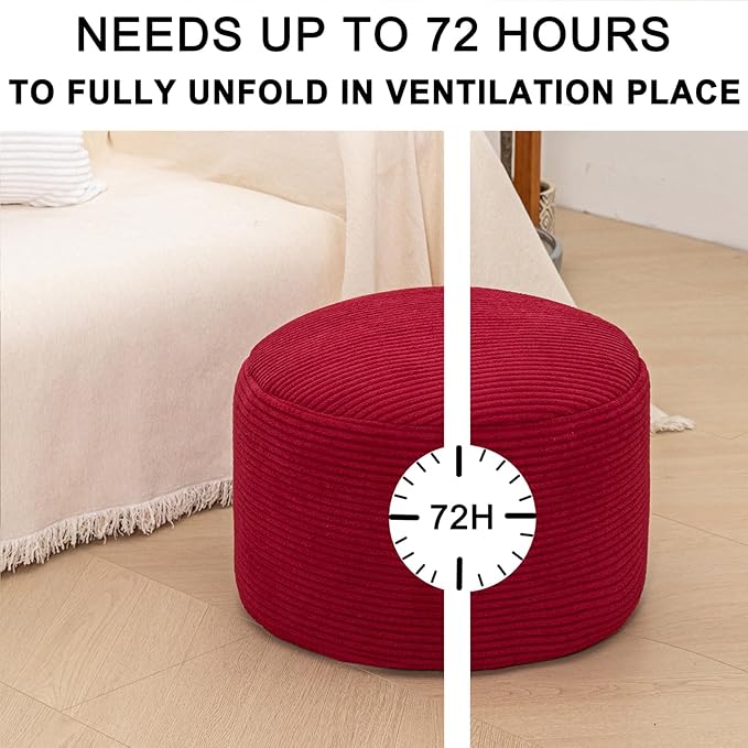 Poofieotto Ottoman Foot Rest Home Decor Bedroom Decor Ideal for Living Room Comfortable Floor Pouf Ottoman Foot Rest for Armchair Bean Bag Floor Cushion Footstool 12x20 Inch Wine Red Pouf with Filler