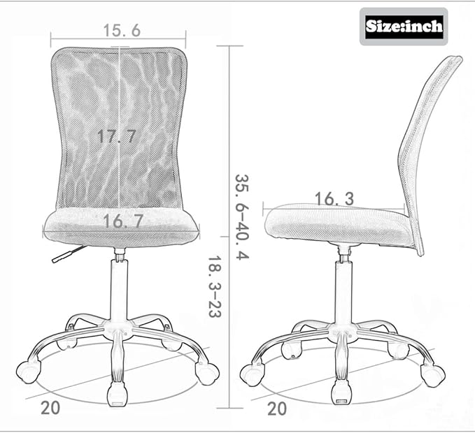 BestMassage Office Chair Cheap Desk Chair Mesh Computer Chair with Lumbar Support No Arms Swivel Rolling Executive Chair for Back Pain,Black 1 Pack