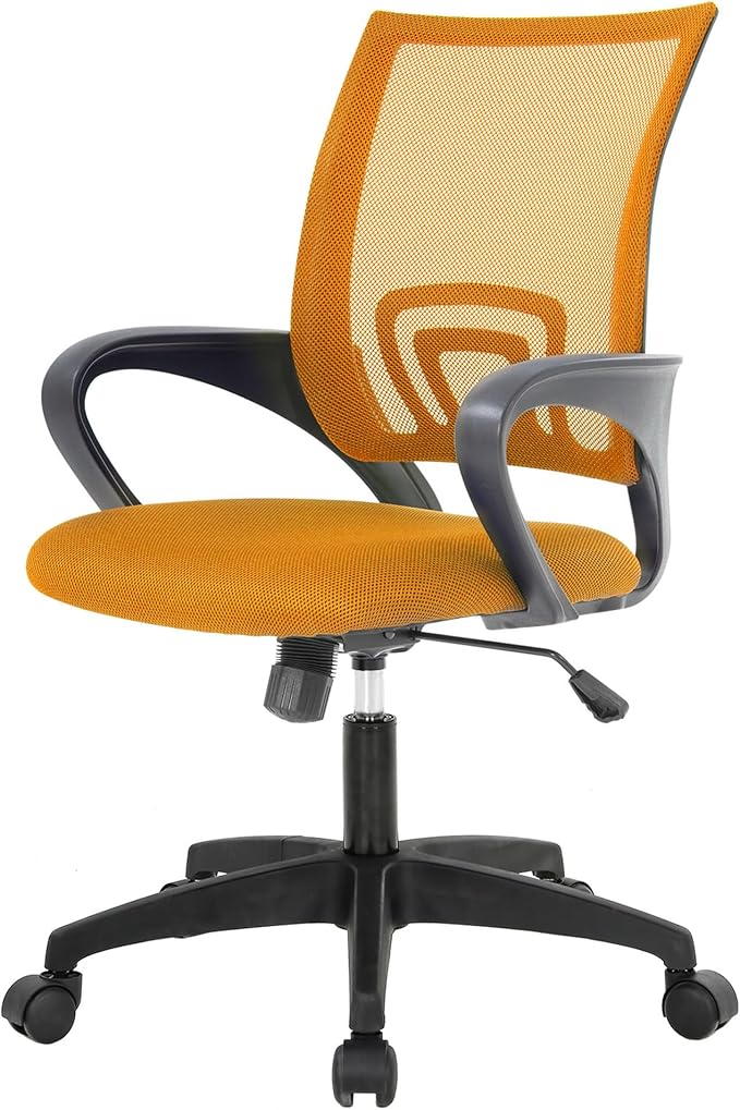 PayLessHere Home Office Chair - Adjustable Ergonomic with Lumbar Support, Armrest, High Density Mesh, 360 Swivel for Adults (Pack of 1, Orange)