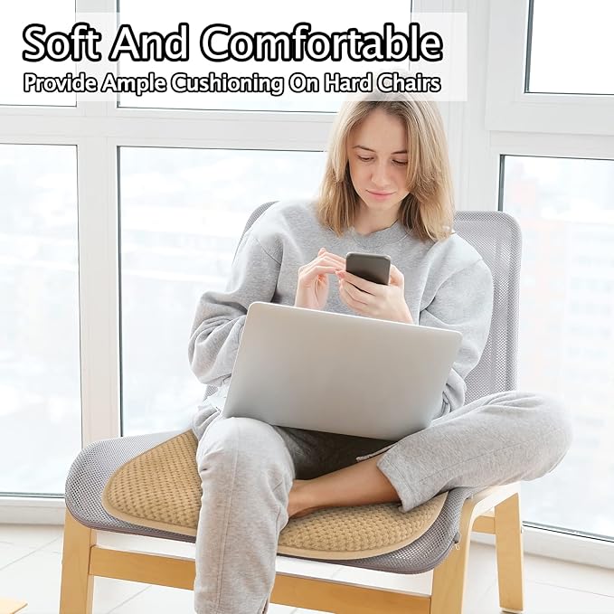 Khaki Foam Seat Cushions Kitchen Chairs Pads for Dining Chairs Non Slip Office Seat Cushions Washable U Shaped Soft Thick Large Metal Wooden Chair Cushions,17" x 15"