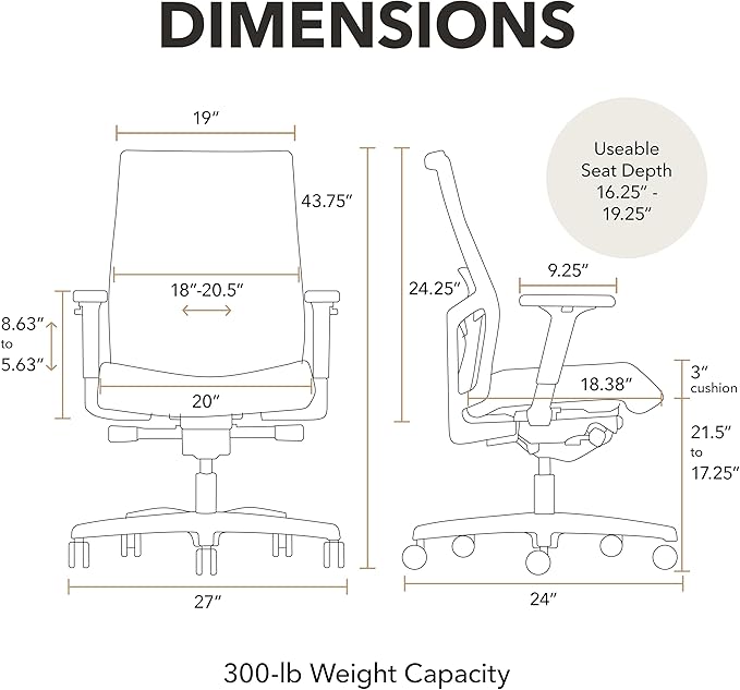 HON Ignition 2.0 Mid Back Task Chair, Spectrum Mesh, Advanced Synchro-Tilt Control, Office Chair with Lumbar Support, Height and Width Adjustable Arms, Titanium Frame, Pear