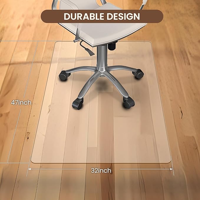 Office Chair Mat for Carpet & Hardwood Floor, 47"x32" Heavy Duty (1/7" Thick) Flat Shipping