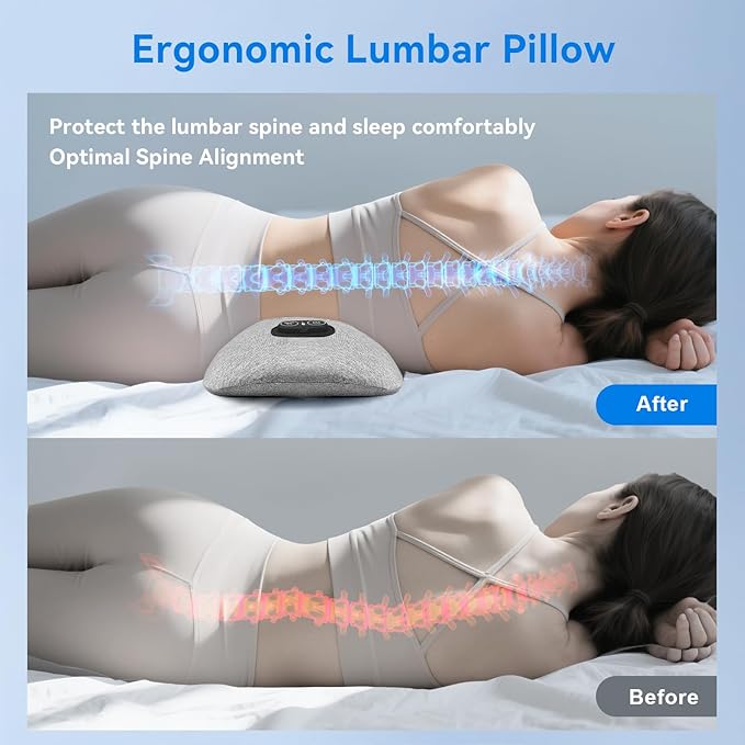 3 in 1 Lower Back Massager - Electric Lumbar with Heat, Vibration,Traction,Lumbar Support Pillow for Lower Back Pain Relief,Deep Tissue Relaxation, Grey FSA Eligible/HSA Eligible