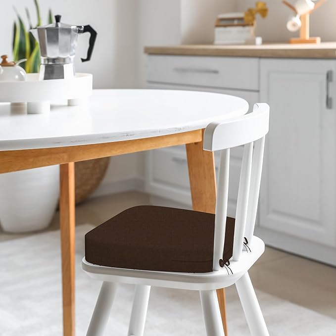 17'' x 16'' x 2.5"Thick Chair Cushions for Dining Chairs, 8 Pack WaterProof Easy Clean Kitchen Chair Pads with Ties and Non-Slip Backing - 30D High Elastic Foam Soft Kitchen Chair Cushions