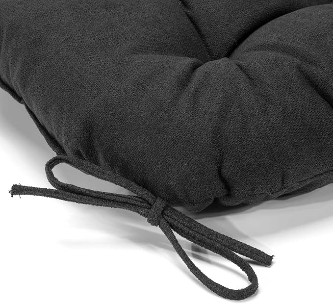 Chair Cushion, Chair Cushions for Dining Chairs, Chair Pads and Mat with Ties for Indoor Kitchen Seat and Desk (Black, 4 Count - 17 x 16 in)