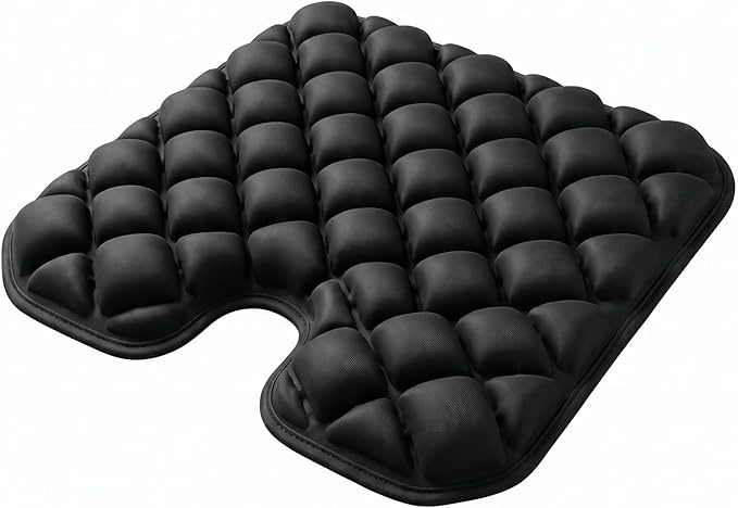 Inflatable Seat Cushion, U-Shaped Coccyx Cushion for Office Chair, Car & Wheelchair, Ergonomic Pressure Relief for Tailbone & Sciatica, Adjustable Firmness, Non-Slip Seat Pad for Long Sitting