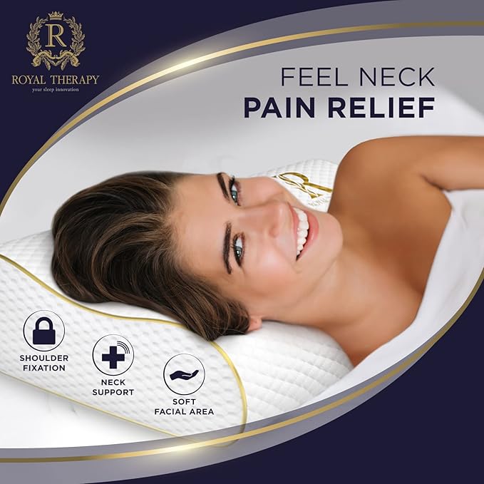 Royal Therapy 9-Pack Queen Memory Foam Pillow, Cervical, Queen Contour, Orthopedic Pillow for Neck Support, Neck Pain, Side Sleepers, CertiPUR-US
