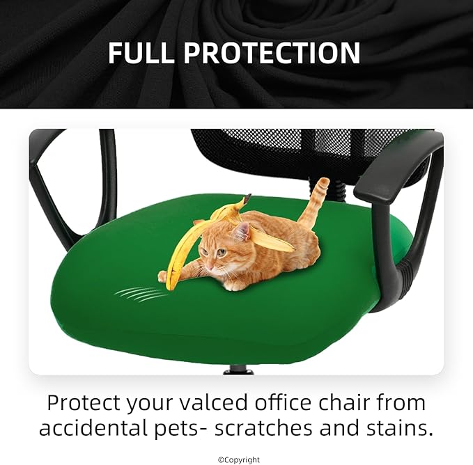 DIVA EN CAMINO DEC Stretchable Desk Office Chair Seat Cushion Covers - Universal Spandex Computer Chair Slipcover - Removable Washable Cushion Protectors Anti-Scratch for Dogs, Cats, Pets (Green)