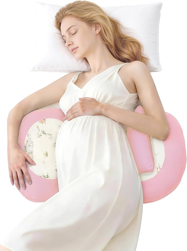 PATPAT Pregnancy Pillow for Sleeping, Maternity Pillow with Removable Cooling Cover, Support for Back, Belly and Hips, Portable Travel Wedge Pillow for Pregnant Women with Adjustable Small Pillow