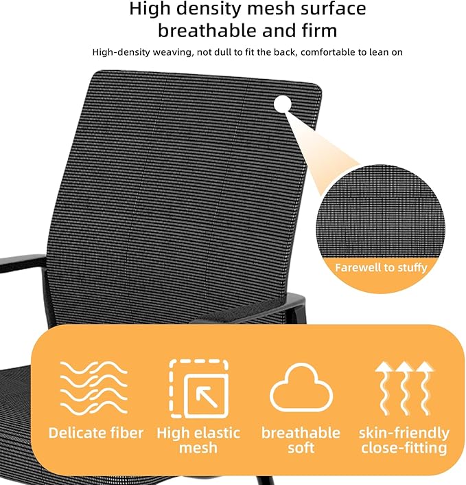 Minimalist Modern Office Chair with Metal Frame – Breathable Mesh Backrest, Ergonomic Support, Comfortable Seat Cushion for Home & Office Use (Black)