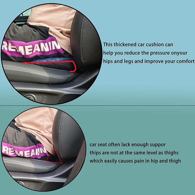 Memory Foam Car Seat Fill Cushion, Driver Seat Cushion for Tailbone Pain Relief, Car Lumbar Support for Driving Seat, Car Booster Seat for Short Drivers，Car Seat Pad (Navy Blue)
