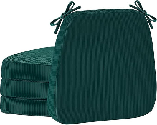 2'' Thick High-Density Foam Indoor Chair Cushions | Dining Chair Pads with Ties, Removable Washable Cover, Kitchen Chair Cushions 17"x16",Hunter Green 4 Pack