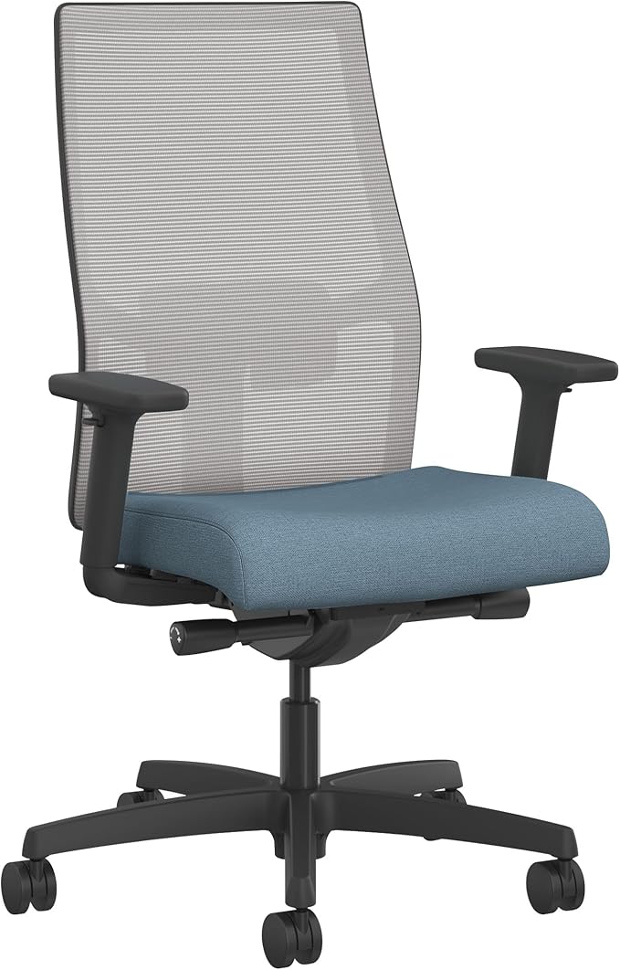 HON Ignition 2.0 Ergonomic Office Chair, Adjustable Tilt, Swivel Wheels, Comfy for Long Hours, Home Office Desk Chairs, Blue