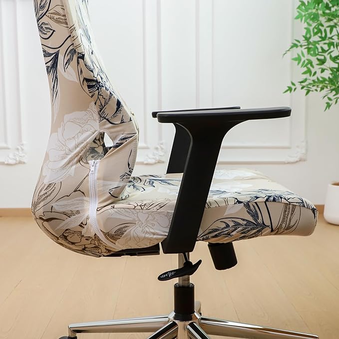 Ergonomic Office Chair Covers Set with Headrest Cover Floral 2 Pieces Stretch Desk Computer Office Chair and Headrest Slipcovers Washable