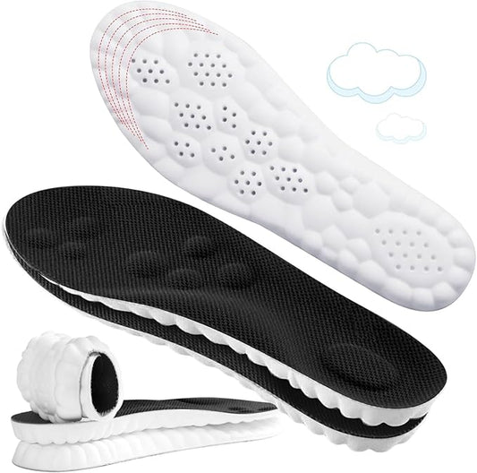 4D Cloud-Like Comfort Soles for Men - Soft Memory Foam Cushioning Insoles - Trim to Fit Steppers Insoles with Arch Support for Foot Pain Relief and Fatigue Reduction (Black, US M 8-11.5)