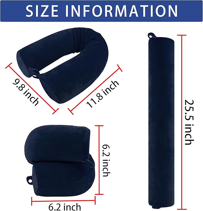 Twist Memory Foam Travel Pillow for Neck, Chin, Lumbar and Leg Support-for Travling on Airplane, Train, Bus or at Home-Adjustable, Bendable Roll Pillow with Washable Soft Cover
