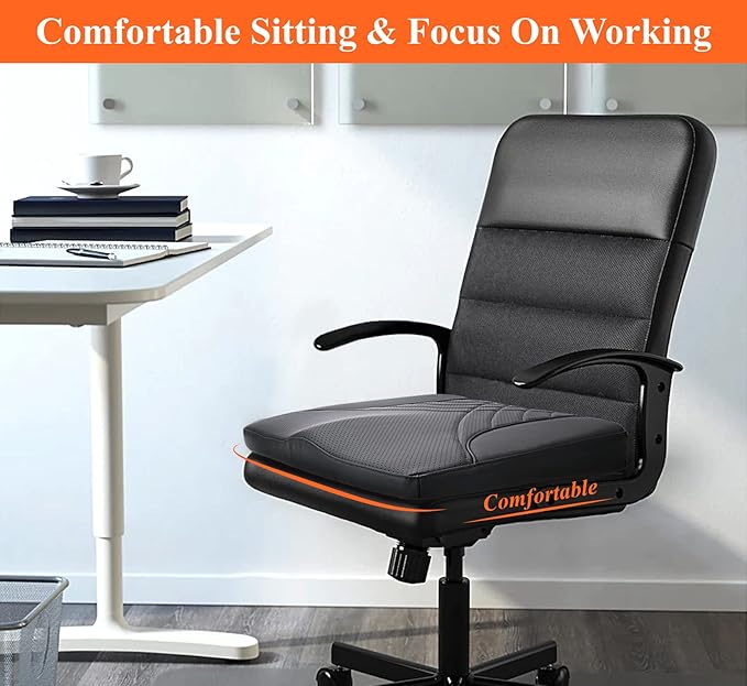 kingphenix Premium Car Seat Cushion, Memory Foam Driver Seat Cushion to Improve Driving View- Coccyx & Lower Back Pain Relief - Seat Cushion for Car, Truck, Office Chair (Leather Black)