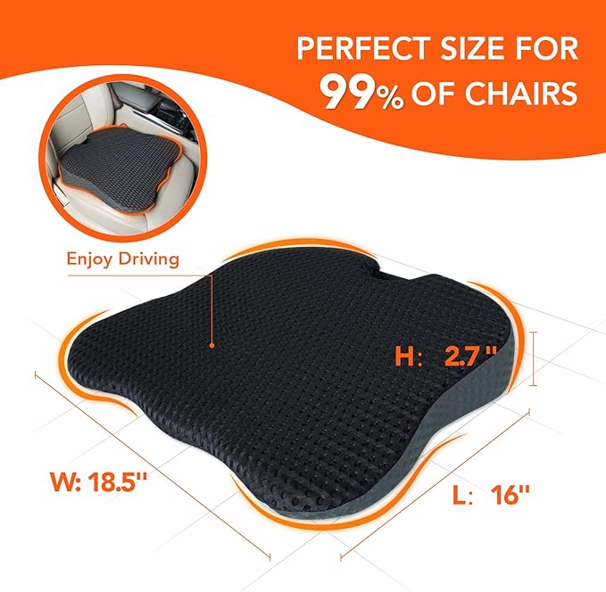 Lofty Aim Car Seat Cushion, Comfort Memory Foam Car Cushions for Driving (Gray)